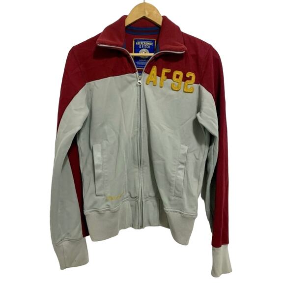 Abercrombie & Fitch Burgundy and Gray Track Jacket - Picture 1 of 16